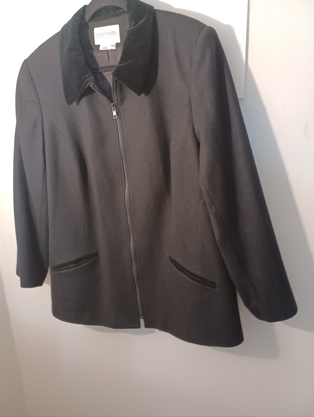 Urban Wool Black Zip Blazer With A Velvet Collar Pre-owned Size 20W